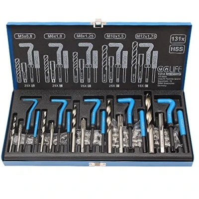 Abbildung von CCLIFE Gewindereparatur Gewinde 131tlg Reparatur Satz Einsätze Hülsen, mit M5 M6 M8 M10 M12