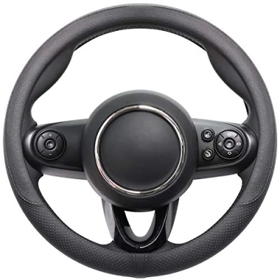Abbildung von COFIT Lenkradbezug für Auto Universal LenkradhüLle Anti Rutsch Lenkrad Bezug Leder SchutzhüLle S 35.5 36cm Schwarz