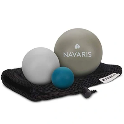 Abbildung von Navaris Massageball 3er Set Faszien Massage Selbstmassage Gummi Faszienball Lacrosse Ball Trigger Point Fuß Roller Triggerpunkte