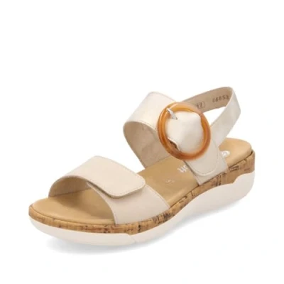 Abbildung von Remonte Damen Riemchensandalen R6853, Frauen Sandalen,lose Einlage,Sommerschuhe,Freizeitschuhe,offene Schuhe,Strandschuhe,Riemen,beige Kombi (61),37 EU