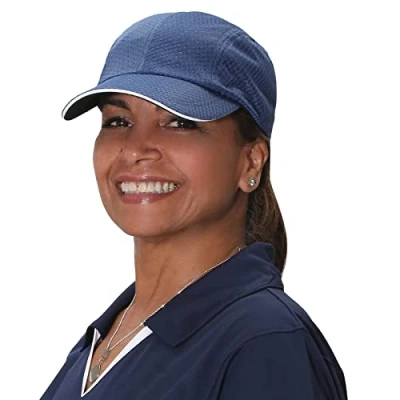 Abbildung von TrailHeads Cap Damen zum Joggen Race Day Performance Cappy Frauen Leichte &amp; Schnell Trocknende Sport Sommer aus Mesh mit Reflektierendem Rand Marineblau