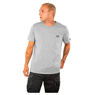 Abbildung von Alpha Industries Small LOGO Tshirt basic, Herren, Größe: Medium, Grey heather