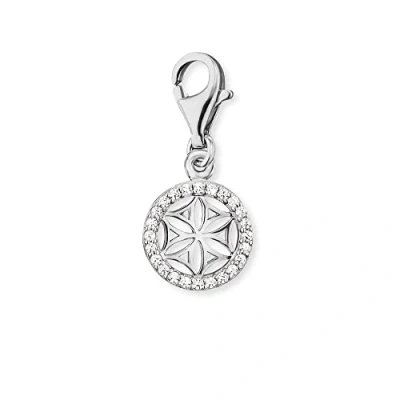 Abbildung von Engelsrufer Damen Charm Anhänger Lebensblume Silber aus Sterling besetzt mit 24 Zirkonia Steinen Karabinerverschluss nickelfrei