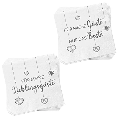 Abbildung von Servietten 40er Set │ 2 Motive Sprüche &quot;Gäste&quot; │3lagige Papierserviette 33x33cm │stoffähnlich Tuch Partyzubehör (40er Serviette &quot;Gäste&quot;)