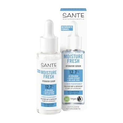 Abbildung von SANTE Naturkosmetik Serum mit 3D Hyaluron, Algenextrakt &amp; Bio Aloe Vera, für intensiv hydratisierte, erfrischte und aufgepolsterte Haut, Moisture Fresh Hydrator Serum, 30 ml