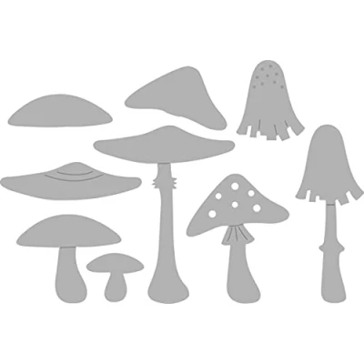 Abbildung von Rayher Stanzschablonen Set Pilze, für Kartengestaltung, Scrapbooking und vieles mehr, 9 Schablonen, 1,6 3,9 cm x 0,9 5,0 cm, Prägeschablonen, 50249000