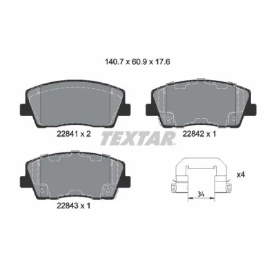 Abbildung von TEXTAR 2284101 Bremsbelagsatz mit akustischer Verschleißwarnung Zubehör KIA: Stinger Hatchback