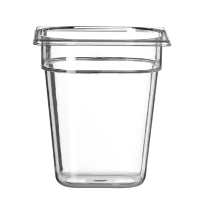 Abbildung von HENDI Gastronormbehälter, Temperaturbeständig von 40 bis 110C, Skalierung, Geruchs und geschmackneutral, 3,4L, Polycarbonat, GN 1/6, 176x162x(H)200mm, Transparent