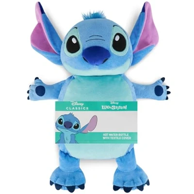 Abbildung von Disney Stitch Kuscheltier Wärmflasche Kinder &amp; Erwachsene, 3D Wärmflaschenbezug flauschig 0.75L, Schmerzlinderung, Coole Geschenke