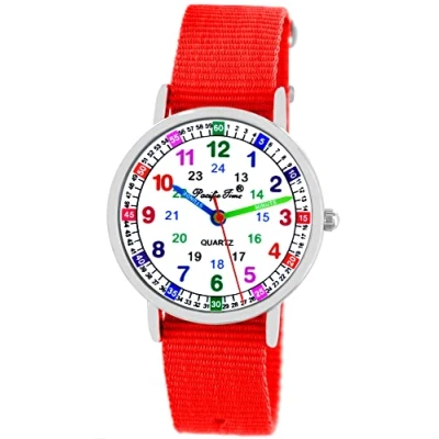 Abbildung von Pacific TimPacific Time Kinder Armbanduhr Mädchen Jungen Uhr Kids Lernuhr rot Textil Wechselarmband analog Quarz 10913