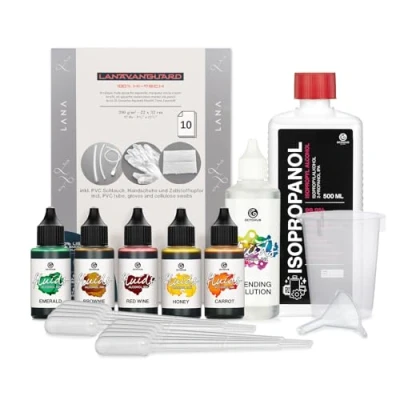 Abbildung von Octopus Fluids Alcohol Ink Starter Set LEAVES mit Zubehör, Alkoholtinte für Fluid Art, 5 x 30ml