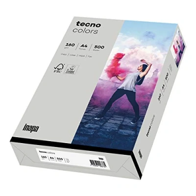 Abbildung von inapa farbiges Druckerpapier, buntes Papier tecno Colors: 160 g/m², A4, 250 Blatt, grau