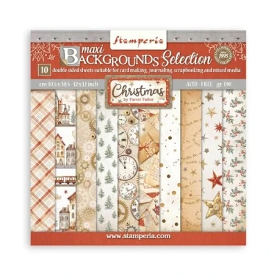 Abbildung von Stamperia Scrapbook Paper Pad for Scrapbooks, Albums, Cards, Bullet Journals and More, Acid Free, Double Sided, Perfect Crafts Gifting (Gear up Christmas Maxi Background) (30.5 x 30.5cm)