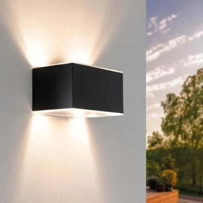 Abbildung von Ledvion Solar Wandleuchte, 2W, 60 Lumen, 3000K, IP44, Schwarz, LED Lampe, Außenlampe, Außenbeleuchtung, Gartenbeleuchtung, Solarlampe, Stimmungslicht