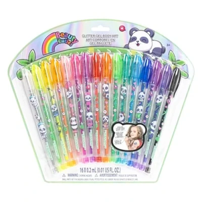 Abbildung von 16 teiliges set mit Glitzerstiften zum Bemalen des Körpers in glitzernden und leuchtenden Farben von Townley Girl, für Kinder ab 3 Jahren (Panda)