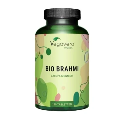 Abbildung von Brahmi BIO hochdosiert 1.500 mg Bacopa monnieri Pulver 2% Bacoside Vegan &amp; Laborgeprüft aus Indien Deutsche Produktion von Vegavero® 180 Tabletten