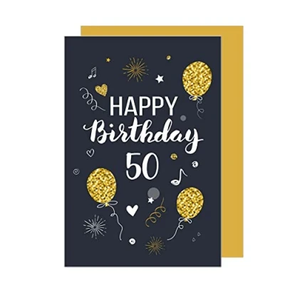 Abbildung von Edition Seidel Premium Glückwunschkarte zum 50. Geburtstag mit Umschlag. Geburtstagskarte Grusskarte Billet Karte Happy Birthday Mann Frau (GZ346 50 SW023)