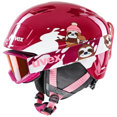 Abbildung von uvex heyya set Skihelm inkl. Skibrille für Kinder individuelle Größenanpassung konstrastverstärkend berry white sloth 46 50 cm