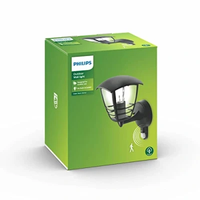 Abbildung von Philips Creek Outdoor Wandleuchte (60 W), wetterfeste Außenleuchte mit Bewegungsmelder, E27 Leuchte ohne Leuchtmittel, schwarz