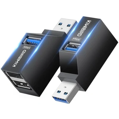 Abbildung von KiWiBiRD Mini USB Hub Splitter Doppelstecker Verteiler Adapter zum Laden Strom Mehrfach Port(1x USB3.0, 2X USB2.0) 2er Pack Kompatibel mit Laptop MacBook PC Flash Laufwerk Drucker Tastatur Mäus