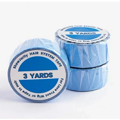Abbildung von ShowJarlly Doppelseitiges Klebeband Tape Extensions klebeband, Für Perücke &amp; Haarverlängerungen, 1 Rolle Blau, Packband mit Lace Ansätzen Spitze Vorne Unterstützung Bandrolle (2CM* 3Yards)