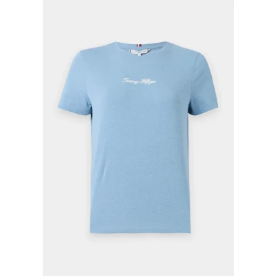 Abbildung von Tommy Hilfiger Classic Script TEE Tshirt print, Damen, Größe: XXS, Brisk blue