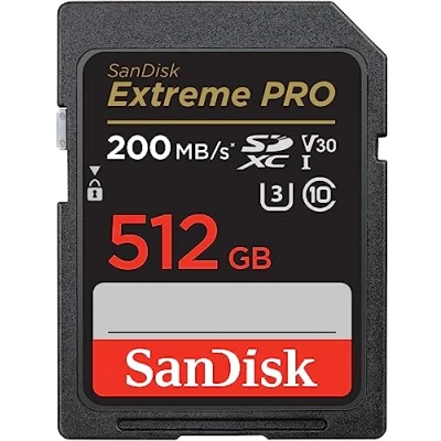 Abbildung von SanDisk Extreme PRO SDXC UHS I Speicherkarte 512 GB (V30, Übertragungsgeschwindigkeit 200 MB/s, U3, 4K UHD Videos, QuickFlow Technologie, temperaturbeständig)