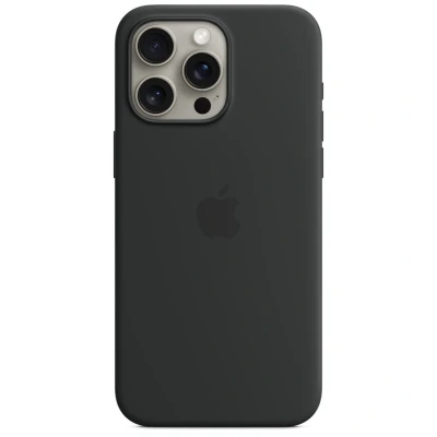 Abbildung von Apple iPhone 15 Pro Max Hülle MagSafe Silikon Original Soft Case/Backcover Handyhülle Schwarz