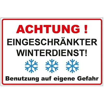 Abbildung von Schild &quot;Achtung Eingeschränkter Winterdienst&quot; aus Alu/Dibond 200x140 mm 3 stark