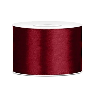 Abbildung von Satinband Polyester Schleifenband Seidenband Geschenkband 6/12/25/38/50/100 mm x 25 m (Größe 50mm 25m Farbe Bordeaux)