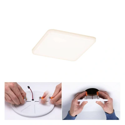 Abbildung von Paulmann 92394 LED Panel Einbauleuchte Veluna VariFit IP44 125x125mm eckig incl. 1x8,5 Watt Deckenleuchte Satin Kunststoff 3000 K, Warmweiß