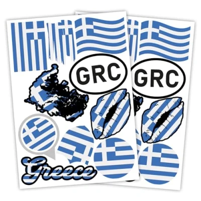 Abbildung von Finest Folia 2er Set DIN A4 Länderaufkleber Fahne Aufkleber Länderfahne Flagge für Auto Motorrad Sticker Länderflagge selbstklebend wetterfest R217 (19 Griechenland)