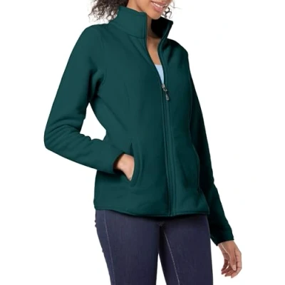 Abbildung von Amazon Essentials Damen Weiche Polarfleece Jacke mit durchgehendem Reißverschluss in klassischer Passform (erhältlich Übergrößen), Dunkelgrün Heidekraut, S
