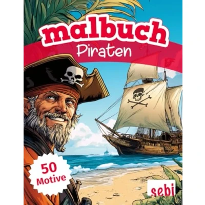 Abbildung von Malbuch Piraten: 50 abenteuerlustige Motive zum Ausmalen für Kinder und Erwachsene, perfektes Geschenk Jungen Mädchen