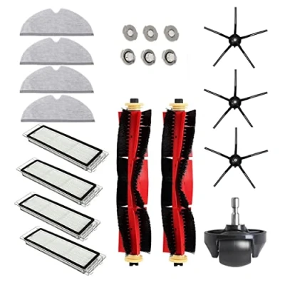 Abbildung von 20 Stück Zubehör Ersatzteile für Xiaomi Roborock S5 Max S6 Pure MaxV S50 S51 S55 Staubsauger Teile 2 Hauptbürste 3 Seitenbürste 4 Hepa Filter Wischtücher 6 Filterkern 1 Rad
