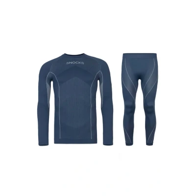 Abbildung von Snocks Thermo SET MIT Daumenloch Unterhemd/shirt, Herren, Größe: Large, Dunkelblau