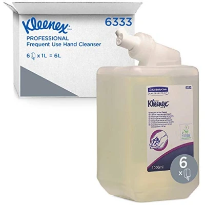 Abbildung von Kleenex Flüssig Handseife, Für den täglichen Gebrauch, Transparent/Parfümfrei, 6 x 1 L Behälter, 6333