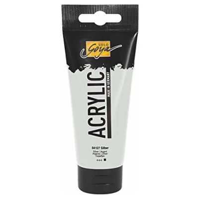 Abbildung von KREUL 84127 Solo Goya Acrylic, 100 ml Tube in silber, cremige vielseitig einsetzbare Acrylfarbe Studienqualität, auf Wasserbasis, schnell und matt trocknend, gut deckend, wasserfest