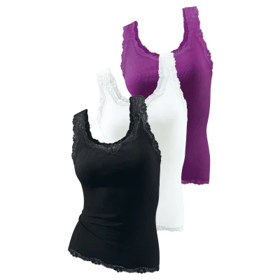 Abbildung von H.I.S 3PACK Top, Damen, Größe: 32/34, Schwarz/weiß/beere