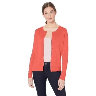 Abbildung von Amazon Essentials Damen Leichte Rundhalsstrickjacke (Erhältlich In Übergröße), Korallenrosa, S