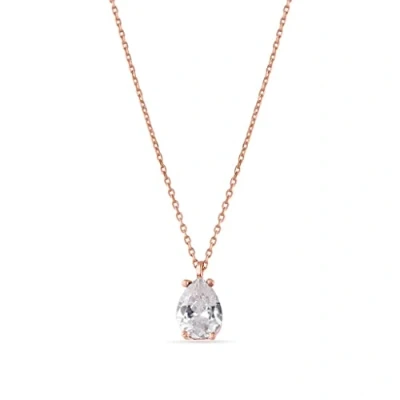 Abbildung von Einzelstück Halskette mit Tropfen Kristall Anhänger; 925 Sterling Silber, Rosegold (Blanco Simple Rosegold)
