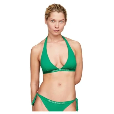 Abbildung von Tommy Hilfiger Tonal LOGO Striangle Fixed Bikinitop, Damen, Größe: Medium, Olympic green