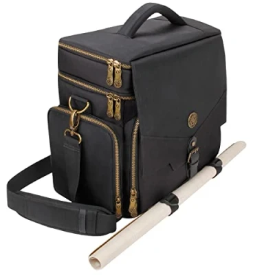 Abbildung von ENHANCE Reisetasche RPG Tischspiele mit Dungeons und Drachen Figuren, gepolsterte Tragetasche Mehreren Fächern, Fach für Bücher (4 bis 8) Tasche Würfel Chips