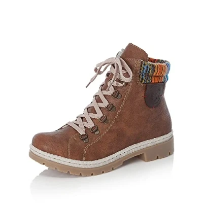 Abbildung von Rieker Damen Schnürstiefeletten Y9430, Frauen Stiefeletten,übergangsschuhe,Boots,Stiefel,Bootee,Booties,halbstiefel,braun (22),40 EU / 6.5 UK