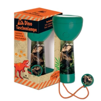 Abbildung von moses. Dino Taschenlampe, kompakte und robuste Kindertaschenlampe mit 4 LEDs, wiederaufladbare Akku Taschenlampe Dinosaurier Anhänger, Geschenk für Kinder ab Jahren