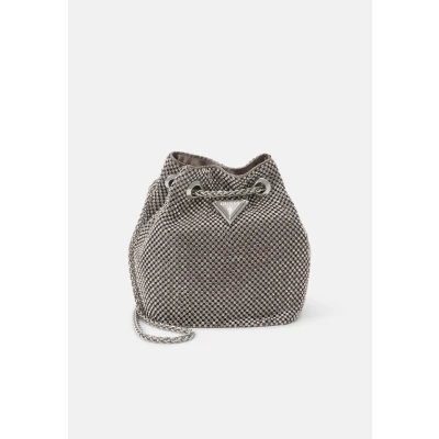 Abbildung von Guess Zalina Pouch Umhängetasche silvercoloured, Damen, Größe: One Size, Silver coloured