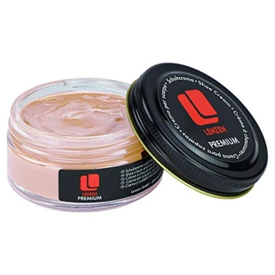 Abbildung von Lenzen Premium Schuhcreme für glattes und genarbtes Leder I Hochwertige Schuhpflege Glanz strahlende Farbe (Rosa)