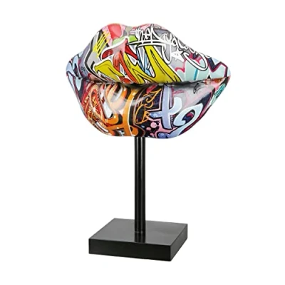 Abbildung von Casablanca Deko Skulptur Kussmund im Street Art Design aus Kunstharz Accessoire Dekoration Wohnzimmer Geschenk Höhe 26 cm