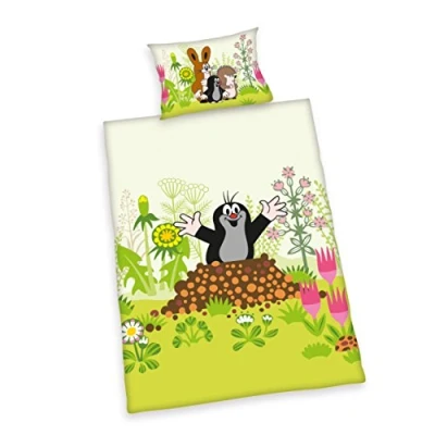 Abbildung von Herding DER KLEINE MAULWURF Kleinkinder Bettwäsche Set, Wendemotiv, Bettbezug , 2 Stück 100 x 135 cm, Kopfkissenbezug 40 60 Flanell/Biber