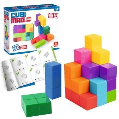 Abbildung von Ludilo 80954 8436536809541 Lila Cubimag Pro Lernspiel für Kinder, magnetisches, Reisespiel, Lernspielzeug, 3D Puzzle, logische und räumliche Vision, bunt